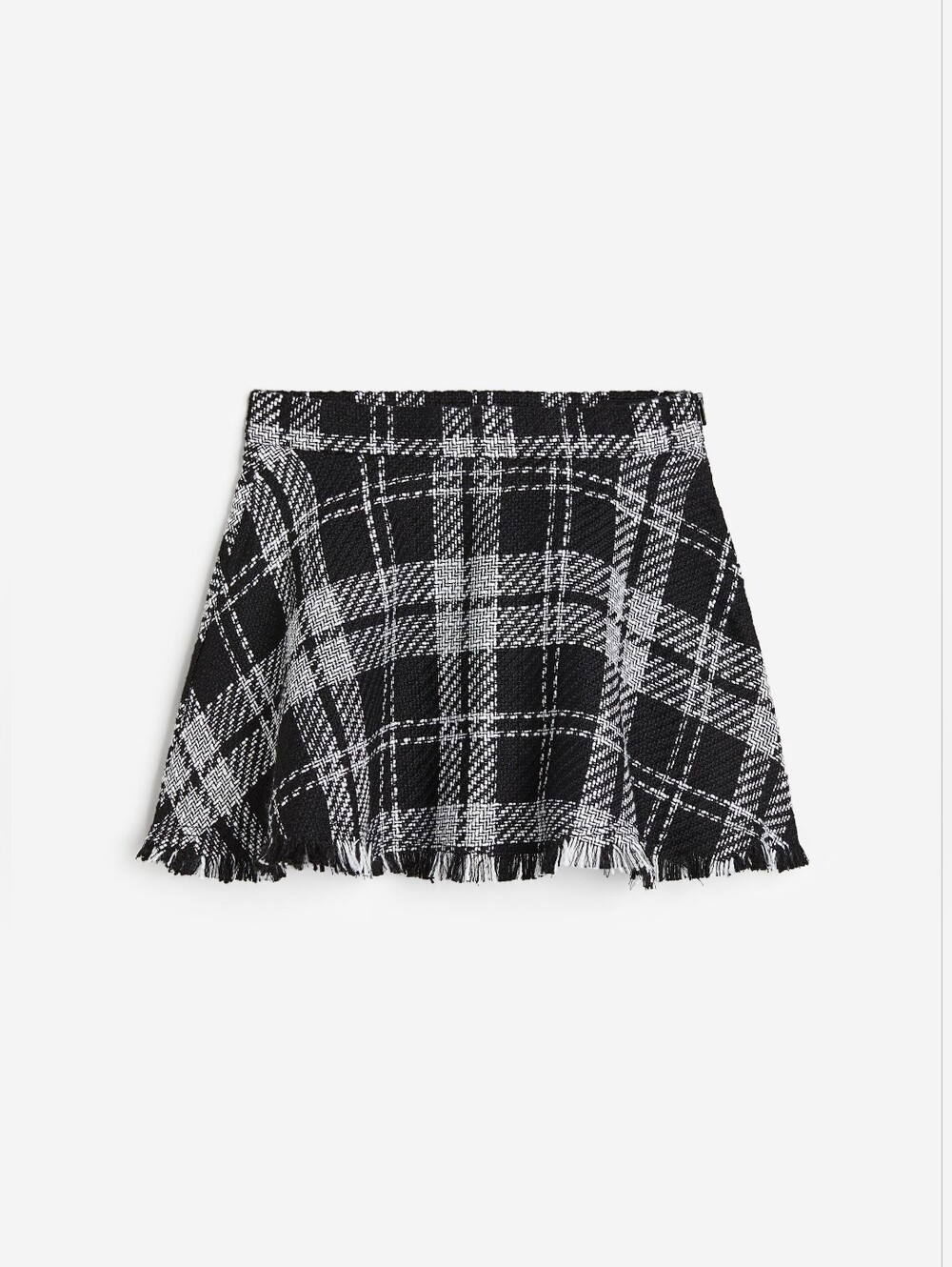 H&M A-Line Skirt Black & White Plaid Kids Size 6x Adjustable Waist